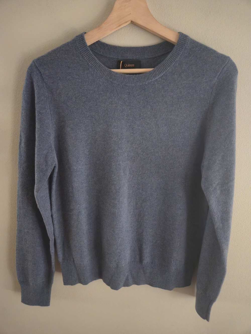 Quince Mongolian Cashmere Crewneck Sweater Color Heather Storm Blue